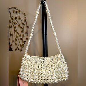 Faux Pearl Beaded Handbag
